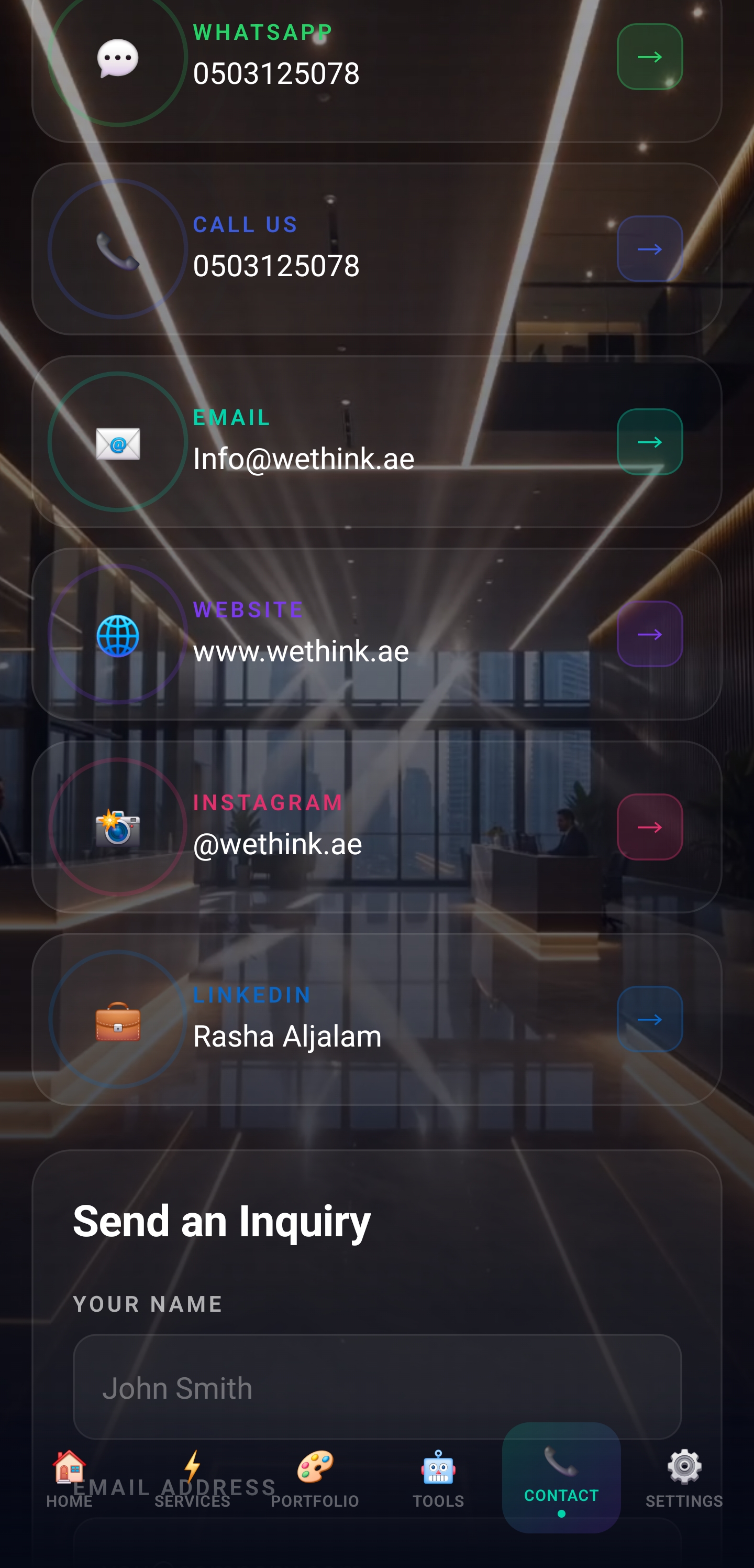 WeThink App — Contact